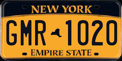 NY license plate GMR1020