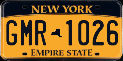 NY license plate GMR1026
