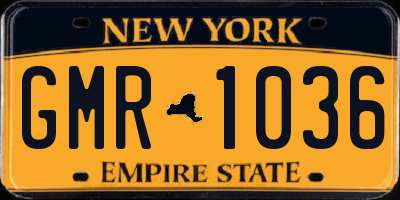 NY license plate GMR1036