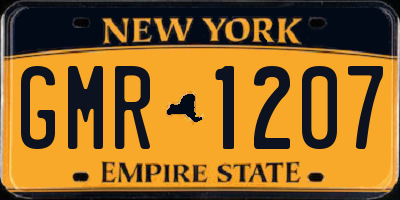 NY license plate GMR1207