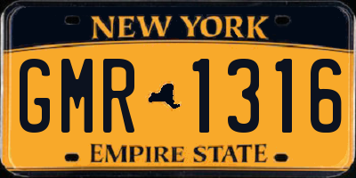 NY license plate GMR1316