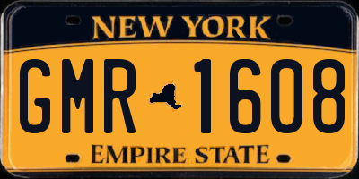 NY license plate GMR1608
