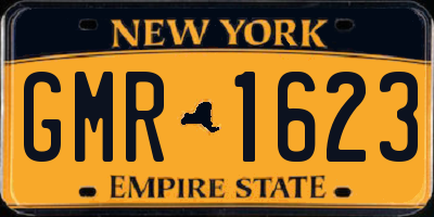 NY license plate GMR1623
