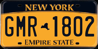 NY license plate GMR1802