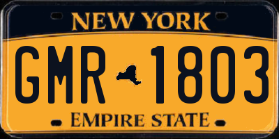 NY license plate GMR1803
