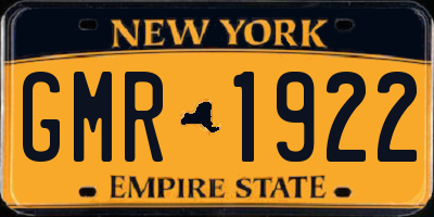 NY license plate GMR1922