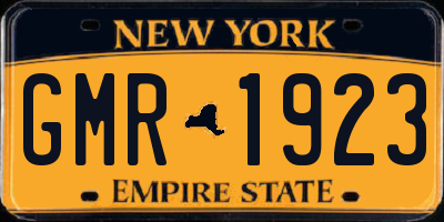 NY license plate GMR1923