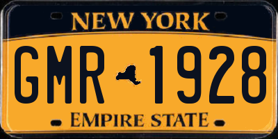 NY license plate GMR1928