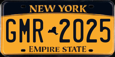 NY license plate GMR2025