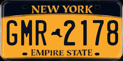 NY license plate GMR2178