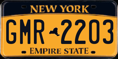 NY license plate GMR2203