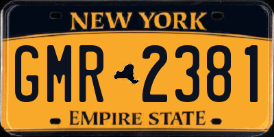NY license plate GMR2381