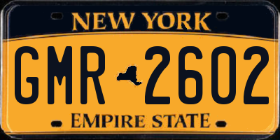 NY license plate GMR2602