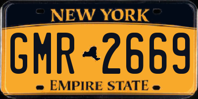 NY license plate GMR2669