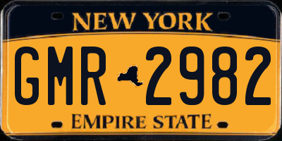 NY license plate GMR2982