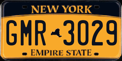 NY license plate GMR3029