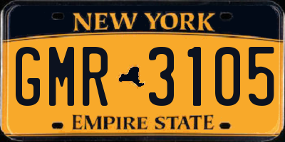 NY license plate GMR3105