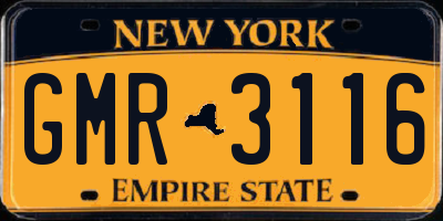 NY license plate GMR3116
