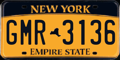 NY license plate GMR3136
