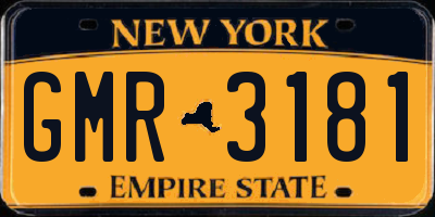 NY license plate GMR3181