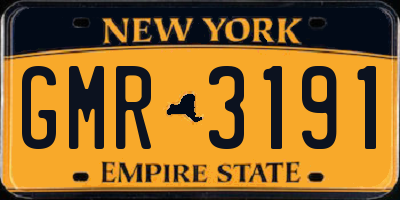 NY license plate GMR3191