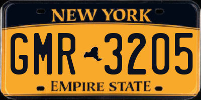 NY license plate GMR3205