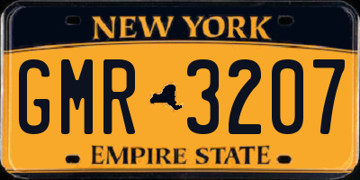 NY license plate GMR3207