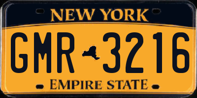 NY license plate GMR3216