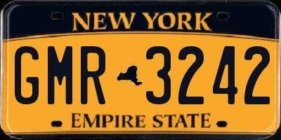 NY license plate GMR3242