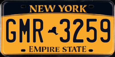 NY license plate GMR3259