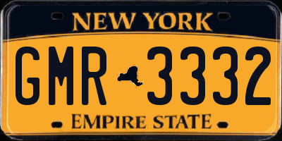 NY license plate GMR3332