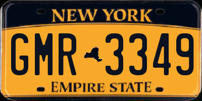 NY license plate GMR3349
