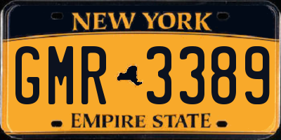 NY license plate GMR3389