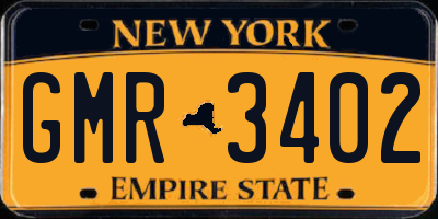NY license plate GMR3402