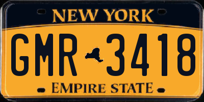 NY license plate GMR3418