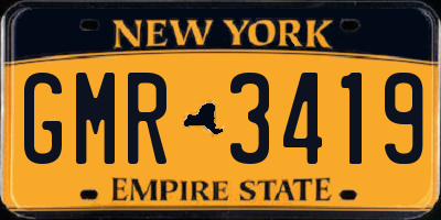 NY license plate GMR3419
