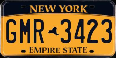 NY license plate GMR3423