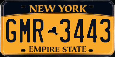 NY license plate GMR3443