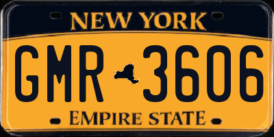 NY license plate GMR3606