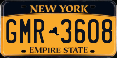 NY license plate GMR3608