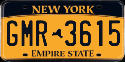 NY license plate GMR3615