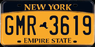 NY license plate GMR3619