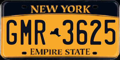 NY license plate GMR3625