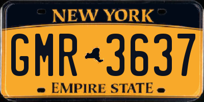 NY license plate GMR3637