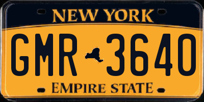 NY license plate GMR3640