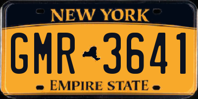 NY license plate GMR3641