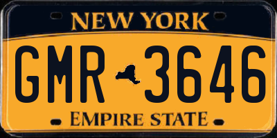 NY license plate GMR3646