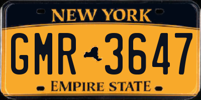 NY license plate GMR3647