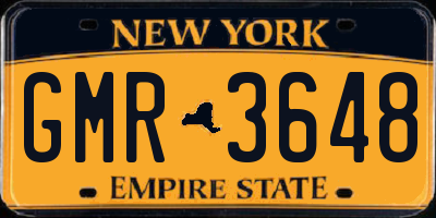 NY license plate GMR3648