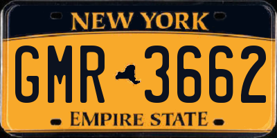 NY license plate GMR3662